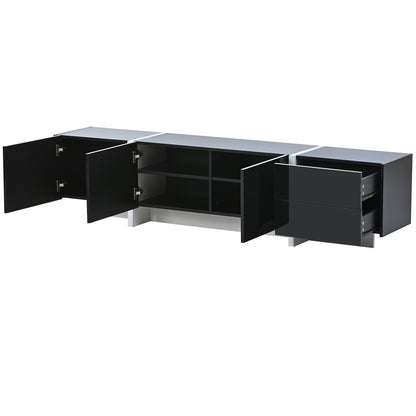 Terra White & Black Contemporary Rectangle Design TV Stand - Black