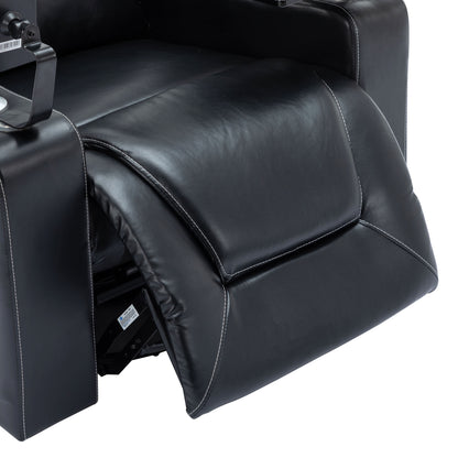 Otto PU Leather Power Recliner r with Surround Sound -Tray Table - Black