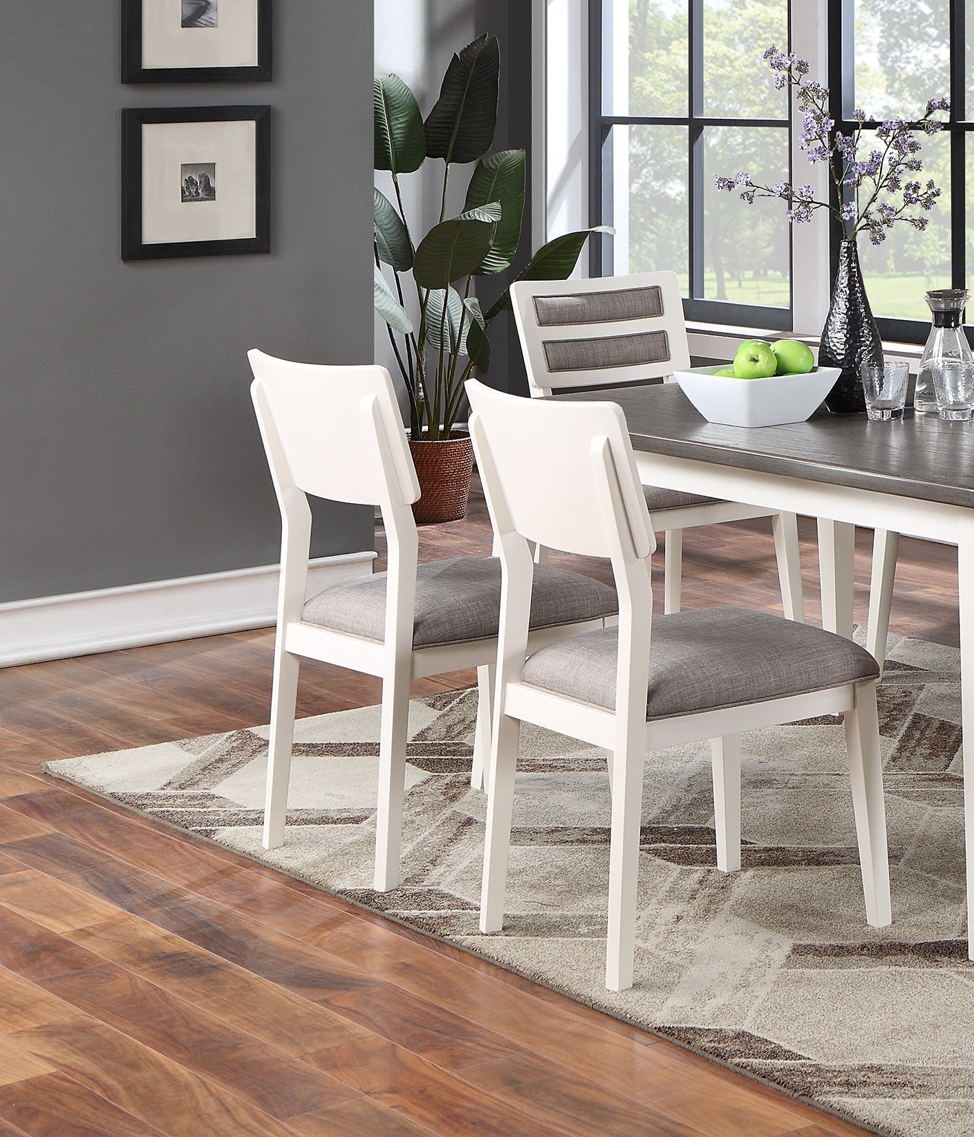 Carlson Dining Chair (Set of 2) - White+Gray