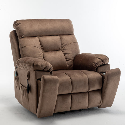 Wilson Power Electric Velvet Reclining Chair - Brown