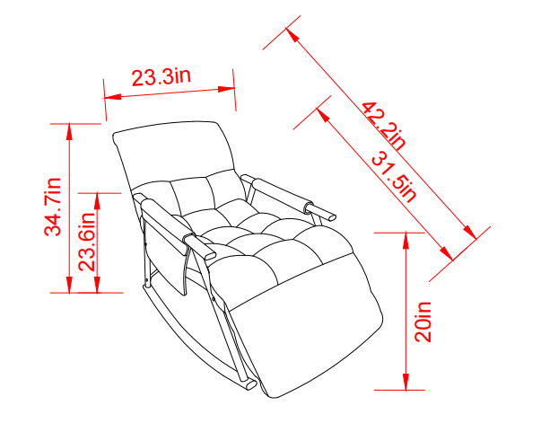 Dawson Casual folding rocking chair upholstere - Pink