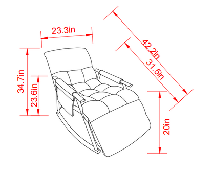 Dawson Casual folding rocking chair upholstere - Pink