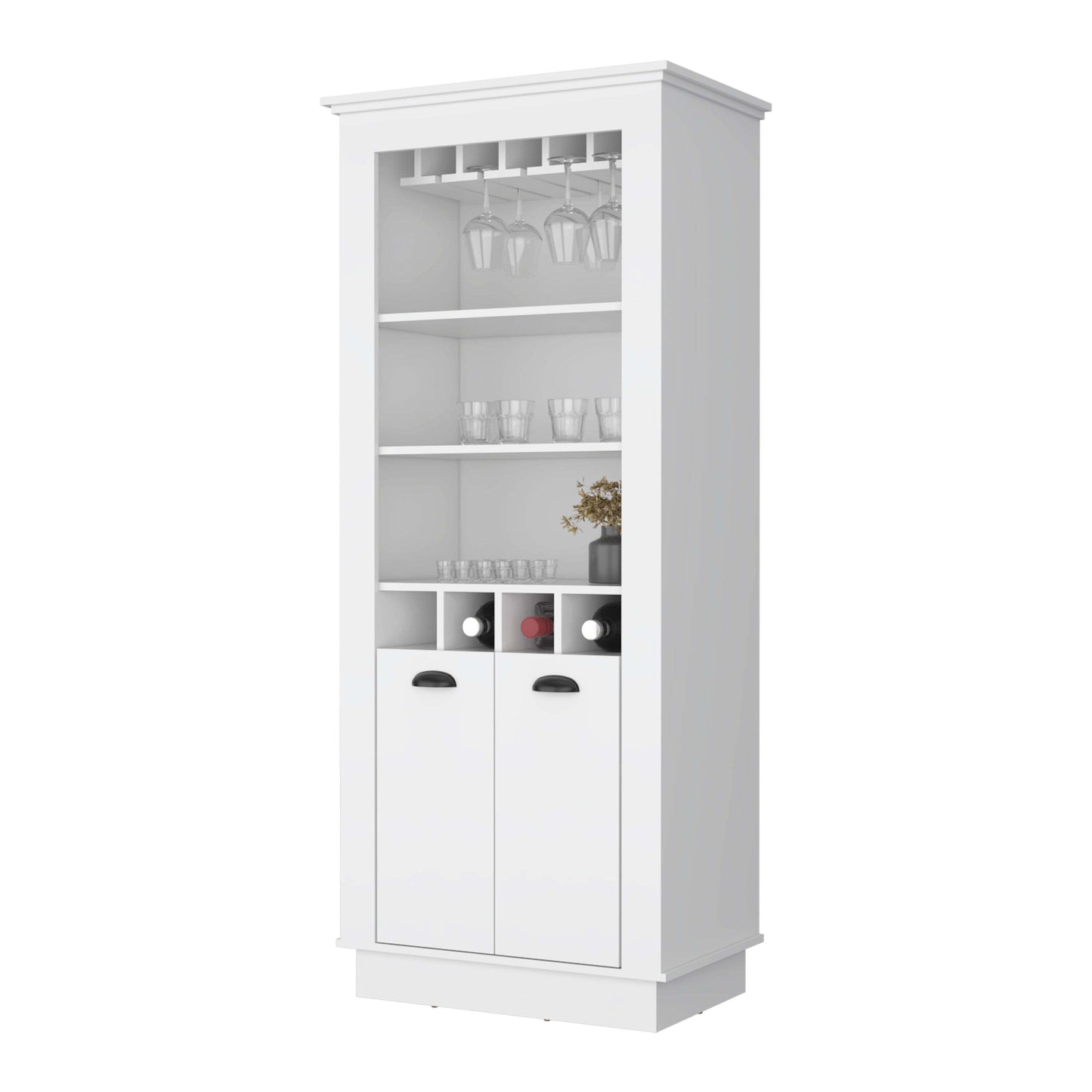 Tyler 4-Built In Wine Rack Bar Cabinet - White