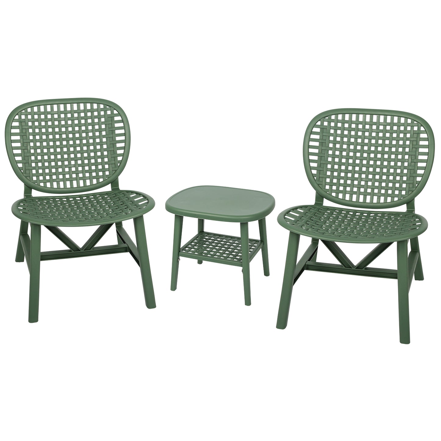 Toccara  3 Pc Retro Patio Table Chair Set - Green