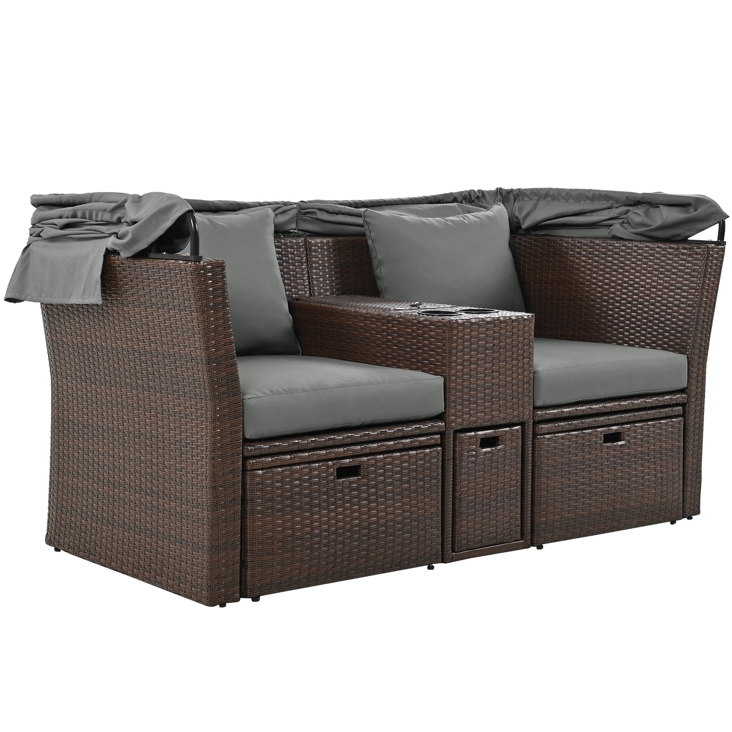 Ginson 2-Seater Outdoor Patio Daybed - Gray