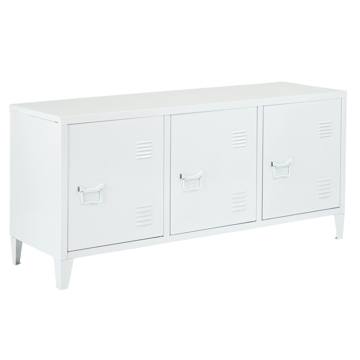 Industrial Metal Side Panel Storage Cabinet - White