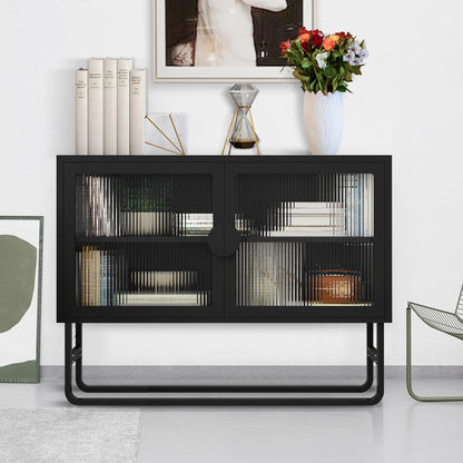 Tempered Glass Cabinet Credenza - Black