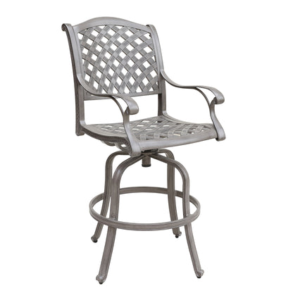 Cast Aluminum Bar Stool With Cushion - Gray Set of 2