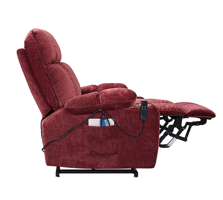 Lila Dual Motor Power Lift Recliner Chair with Heat Massage - Red