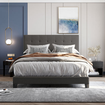 Eve Queen Size Platform Bed Frame - Gray