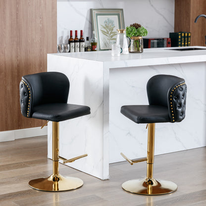 Tufted Swivel Barstools - Black  Set of 2