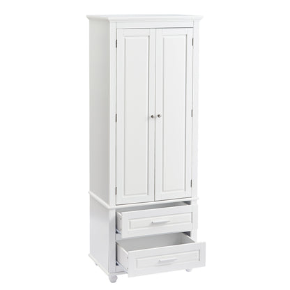 Vintage-style Bathroom Cabinet with Drawer - White