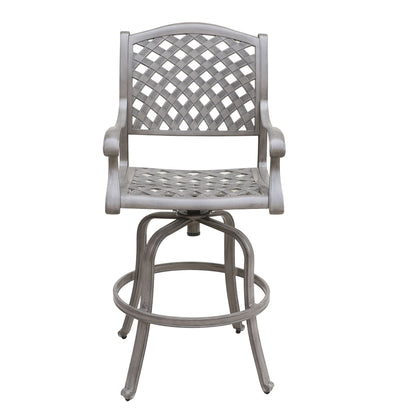 Cast Aluminum Bar Stool With Cushion - Gray Set of 2