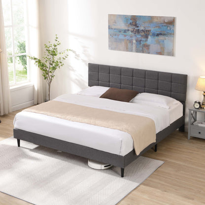 Elegant King Size Platform Bed Frame - Gray