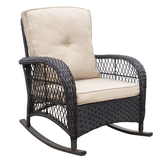 Duke Outdoor Rattan Rocker Chair - Dark Brown