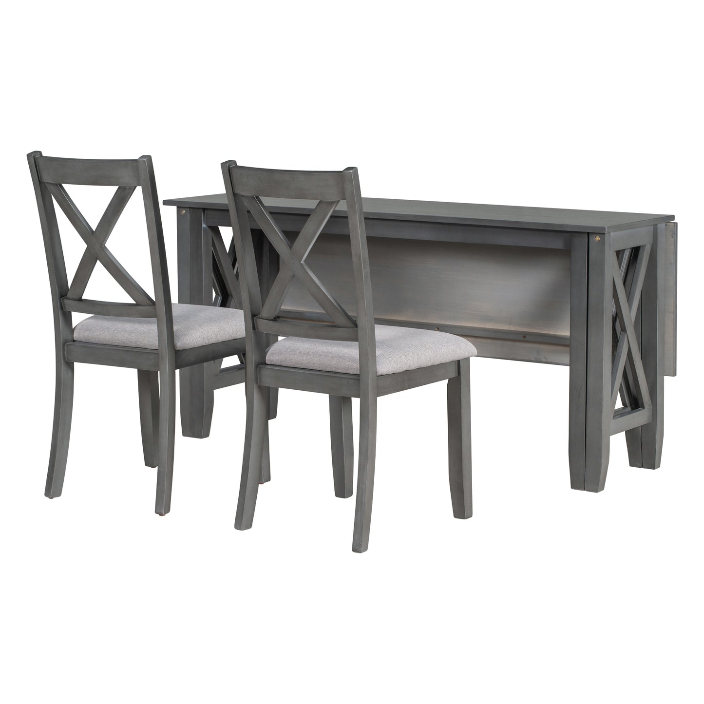 Stella 6pc Dining Set Solid Wood Table 4x Side Chairs And Bench - Gray