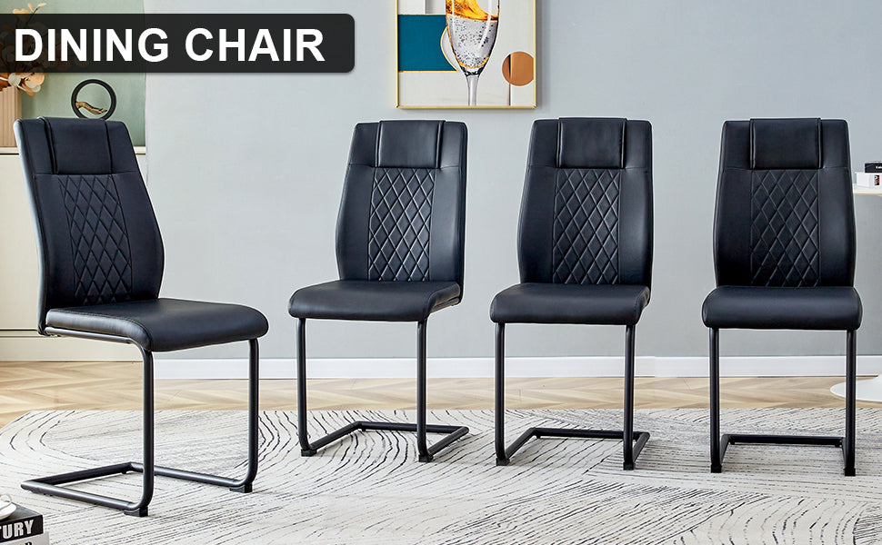 Skye Dining Chair Black Metal Leg (Set of 4) - Black