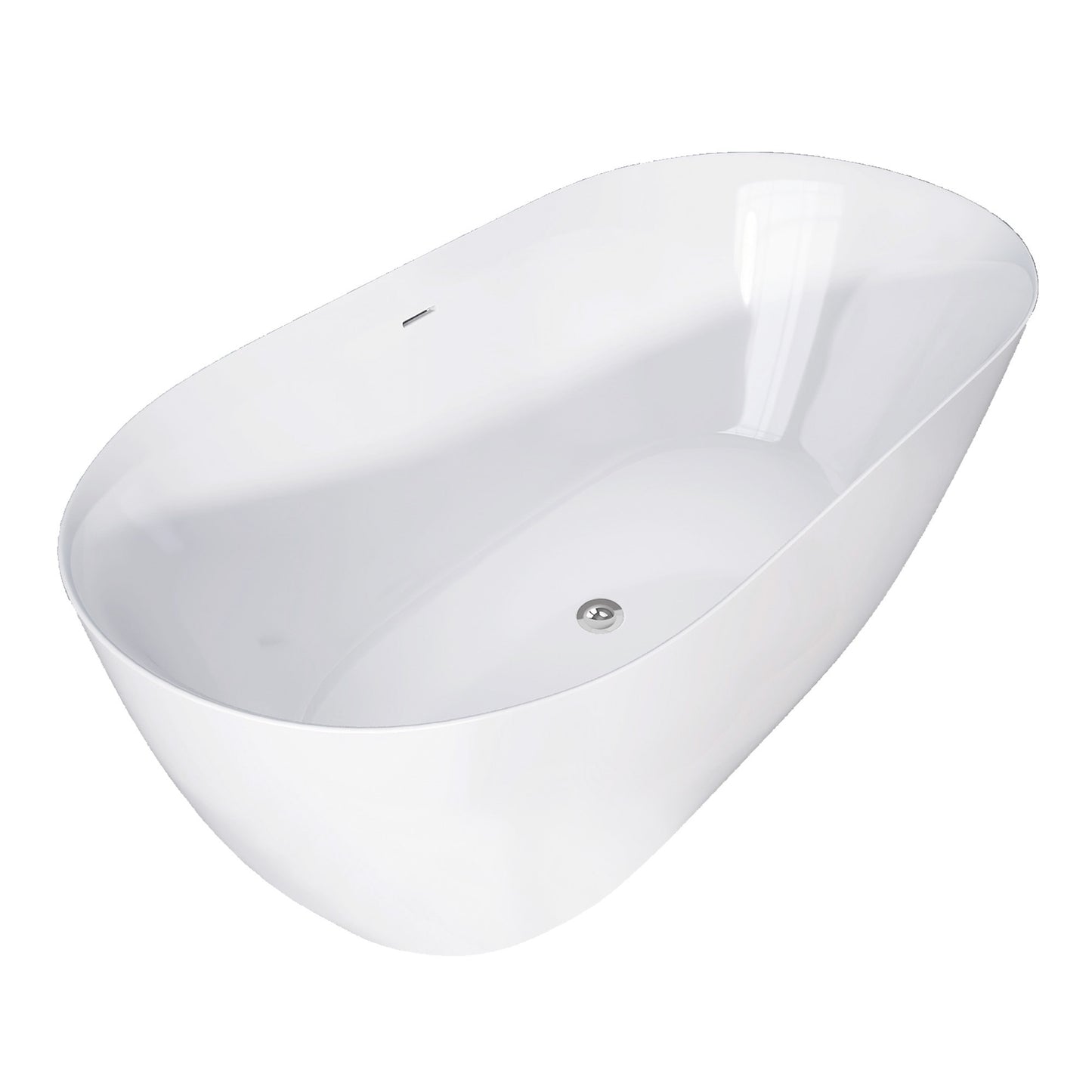 Onpa 55" Oval Shape  Acrylic Freestanding  Soaking Bathtub - Gloss WhiteOnpa