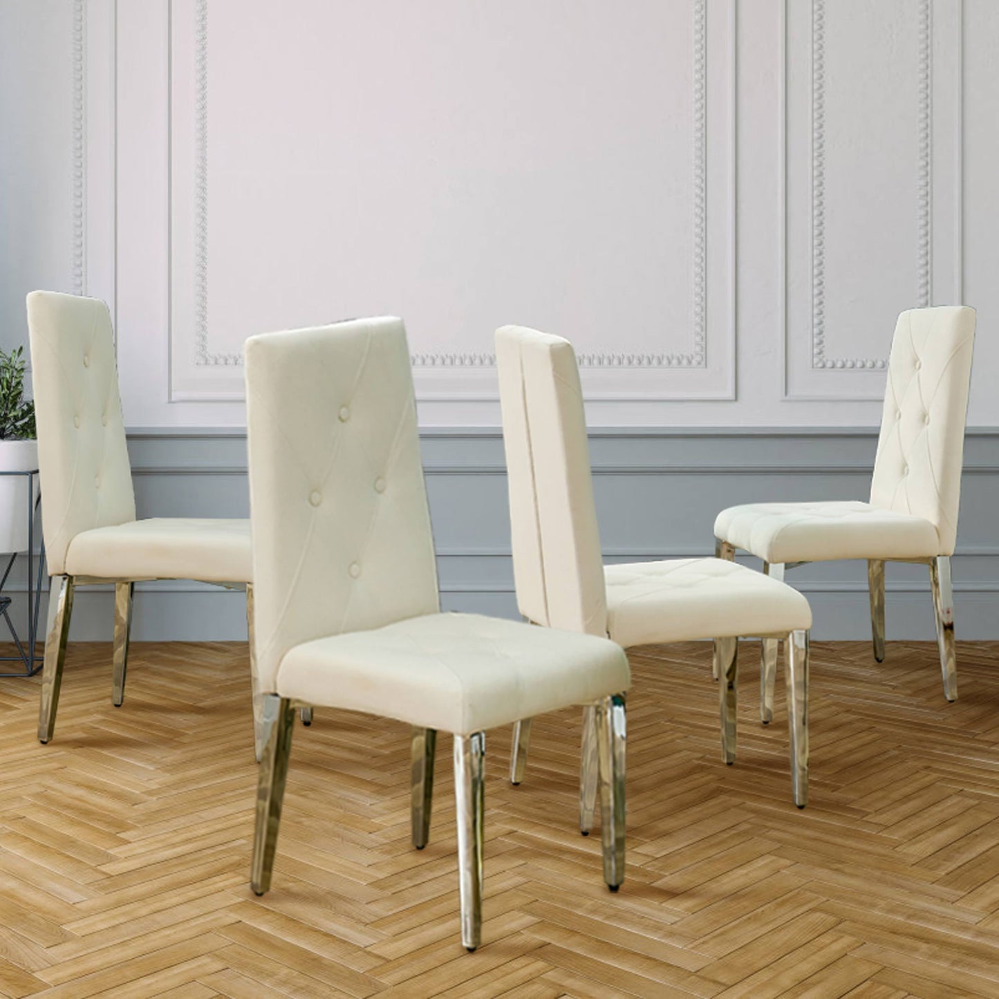 Galvin Velvet Dining Chairs with Metal Legs (Set of 2) - Beige