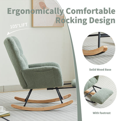 Hari II Modern Nursery Rocking Chair - Green