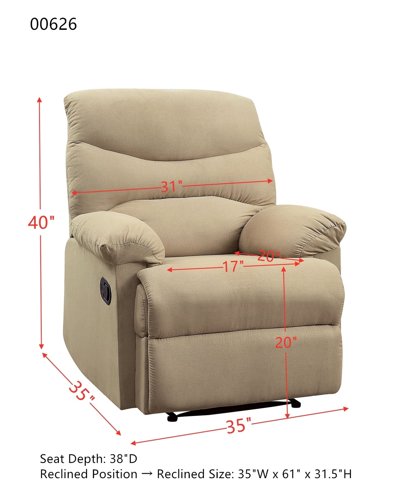 Arcadia Microfiber Recliner - Beige