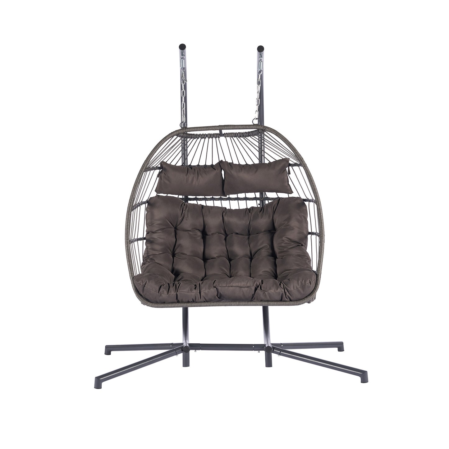 2 Person Outdoor Rattan Hanging Chair Patio Wicker Egg Chair