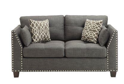 Laurissa Linen Loveseat w/4 Pillows - Dark Gray