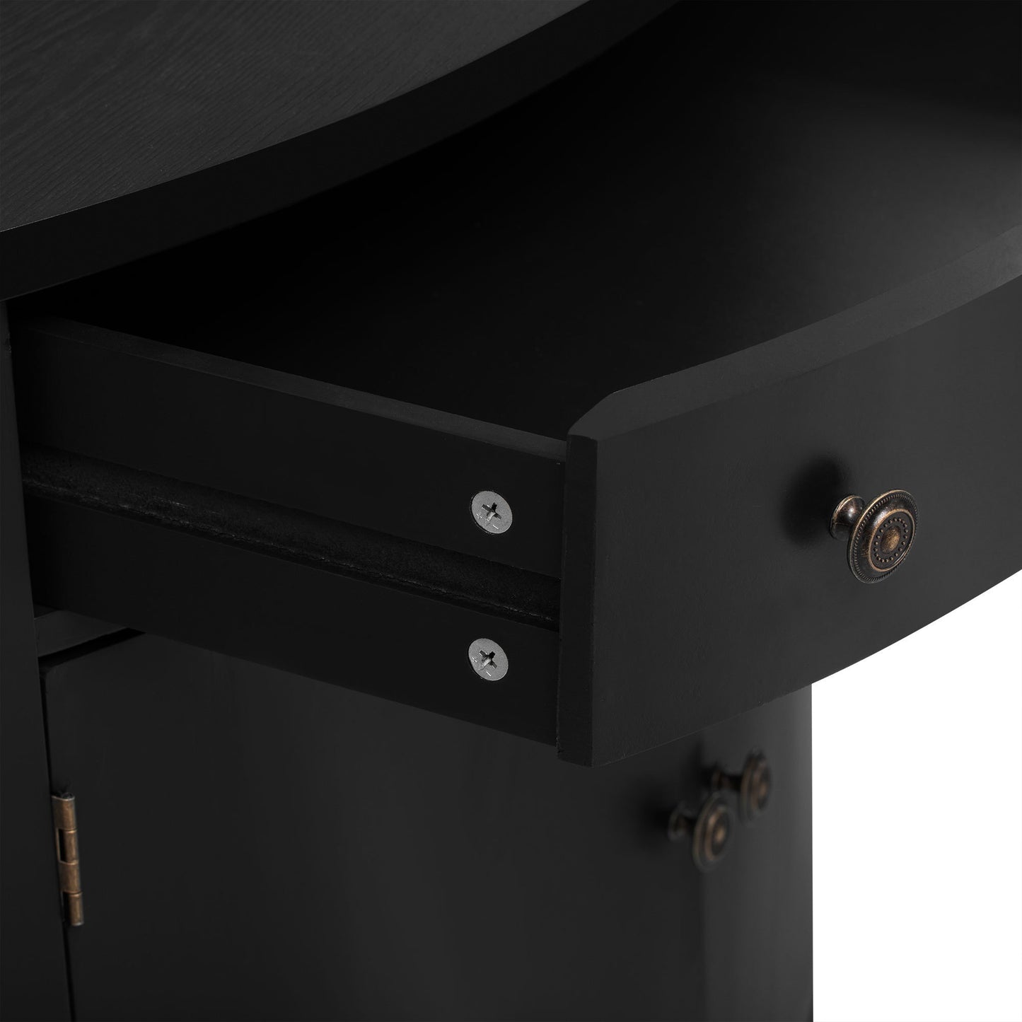 Hobs Curved Design Storage Cabinet - Black