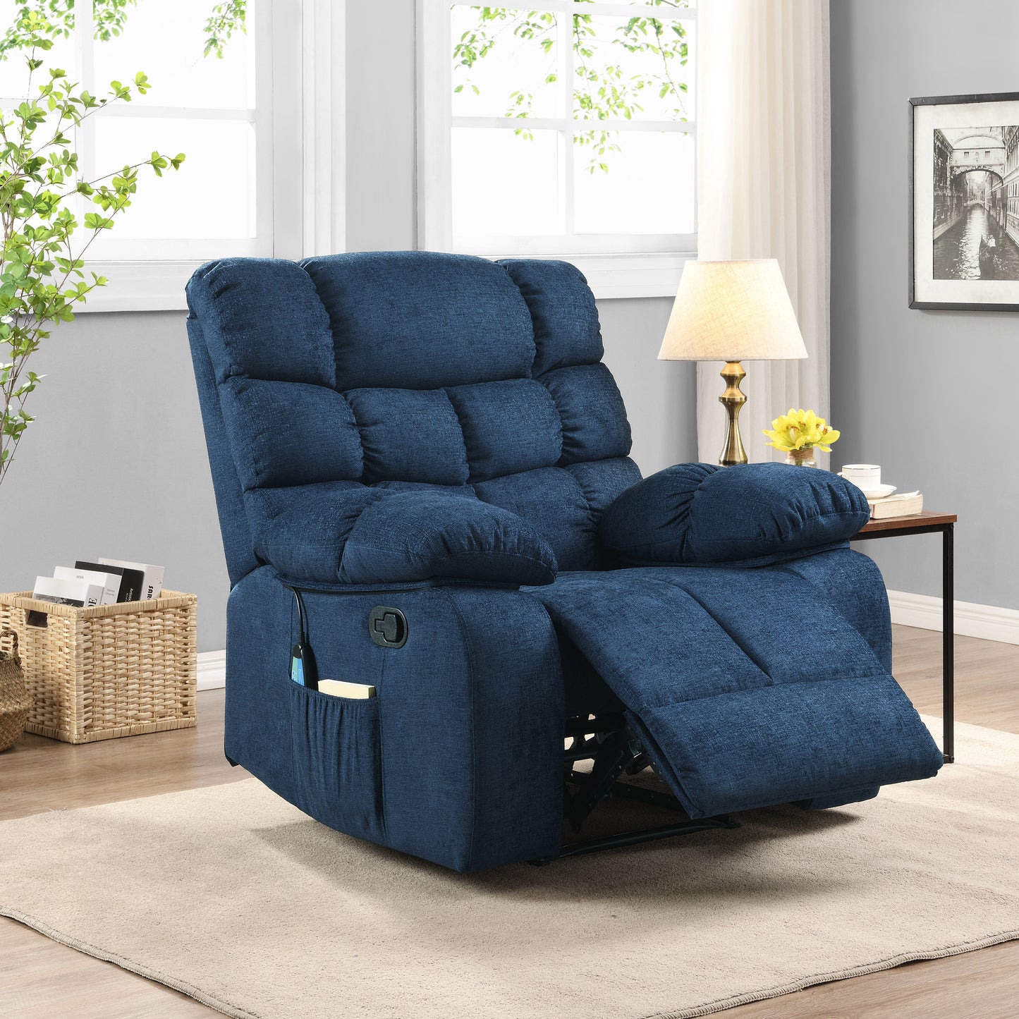 Jovan Power Recliner with Massage - Blue