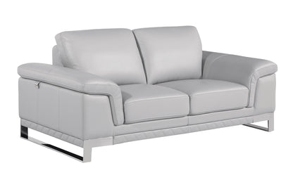 Jessi Top Grain Italian Leather Loveseat - Light Gray