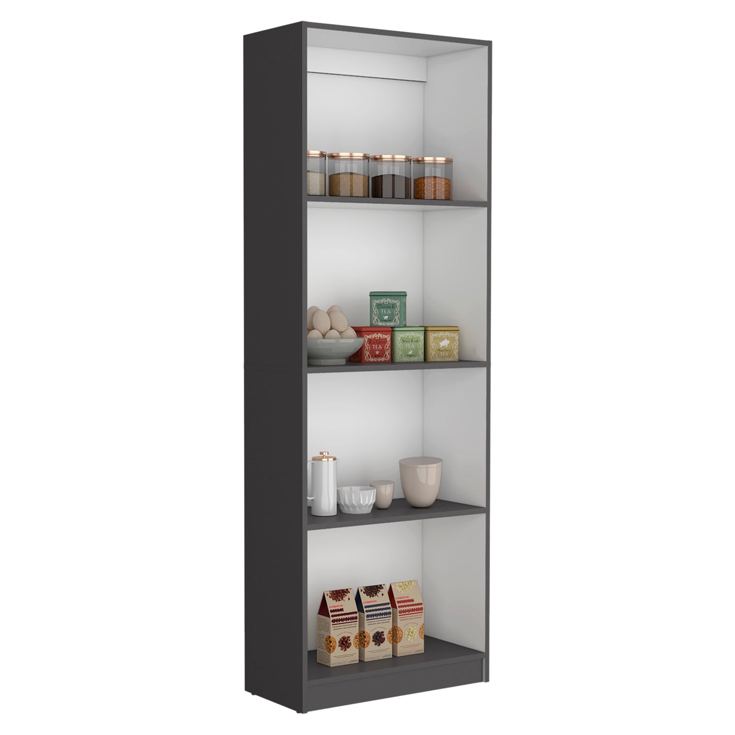 Abo Bookcase Cabinet with 4-Shelf - Gray