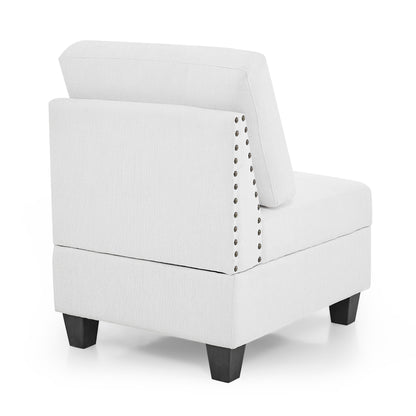 Molly Modular Sectional Sofa Three Single Chair ,Two Corner and Two Ottoman - Ivory