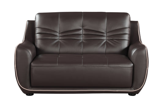 Nova Genuine Leather Loveseat - Brown