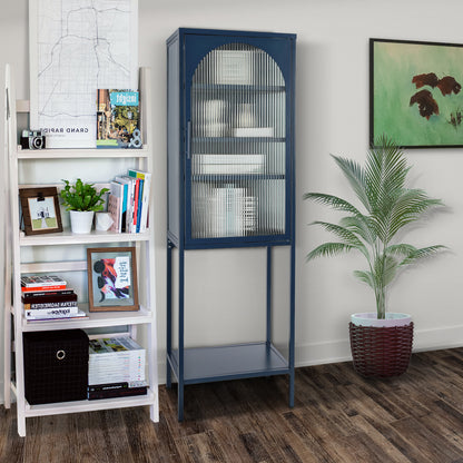 Arched Tempered Glass High Cabinet - Blue