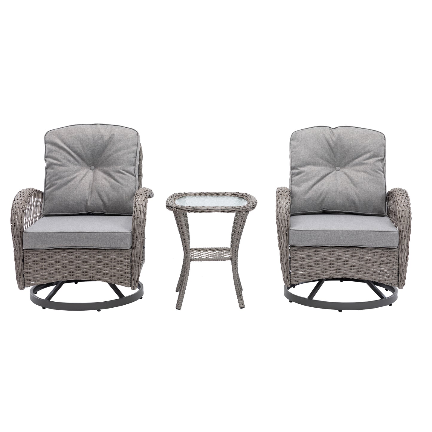 Tompkins 3 Pc Outdoor Swivel Rocker Patio Chairs - Gray