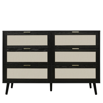 Noi 6 Drawer Dresser Wood Cabinet - Black