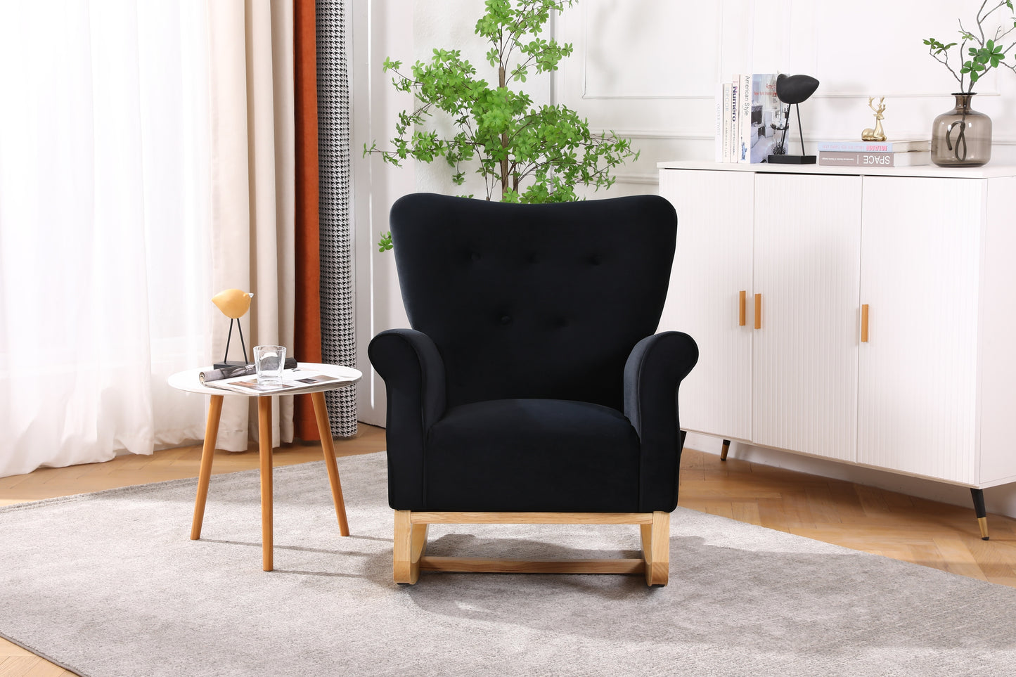 Jarvis Velvet Rocking Chair - Black