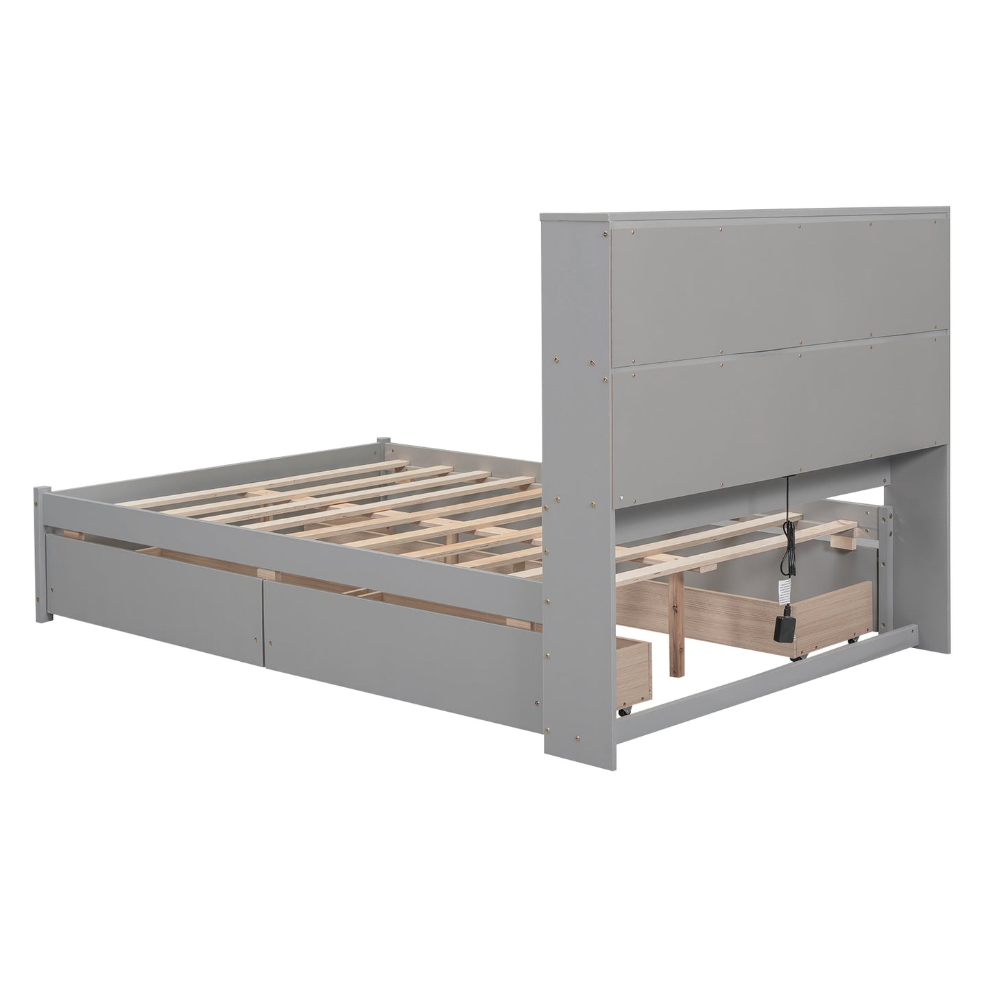 Jazz Full Size Platform Bed w 4 Drawers - Gray