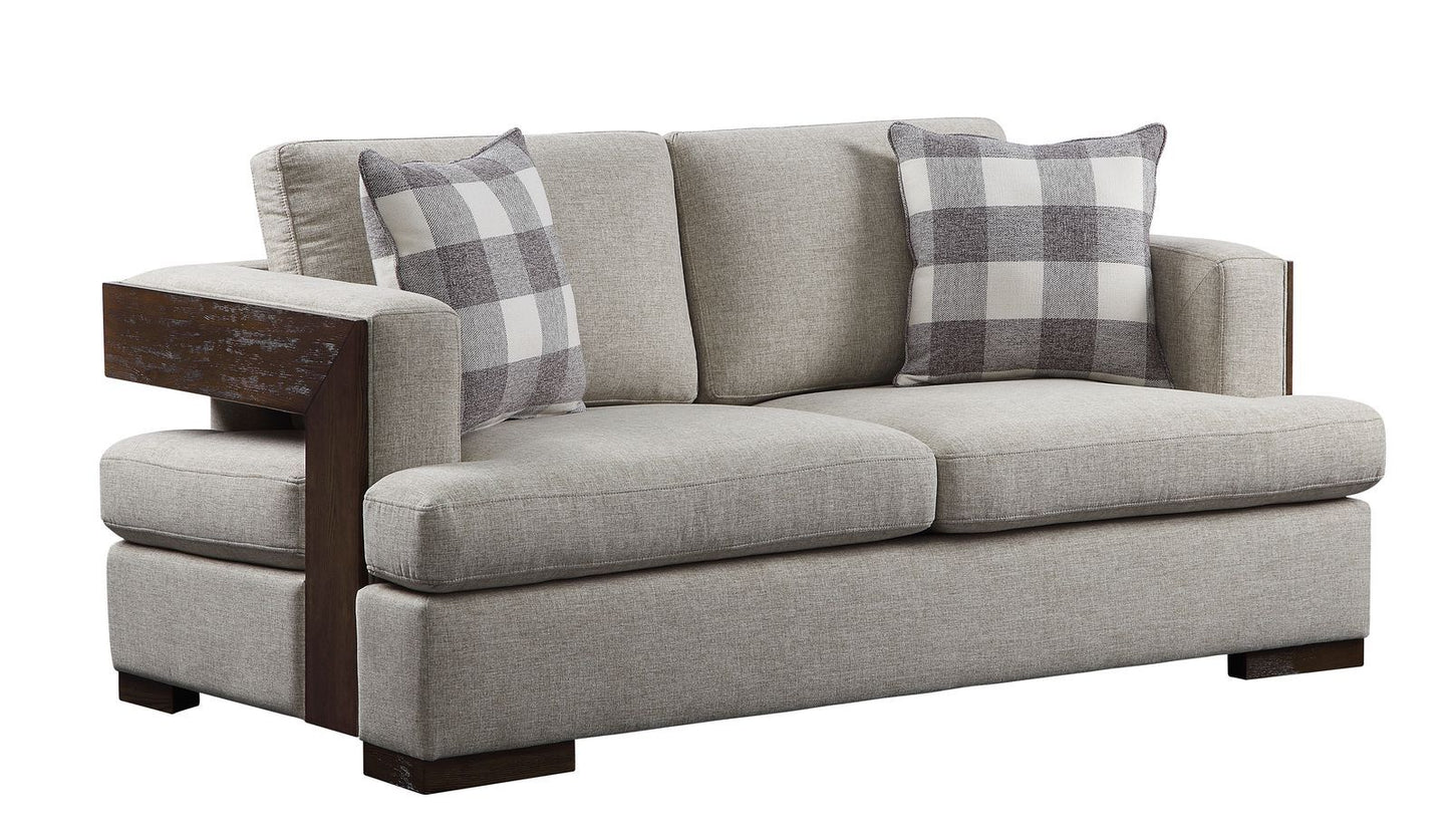 Niamey Fabric Loveseat w/2 Pillows - Walnut