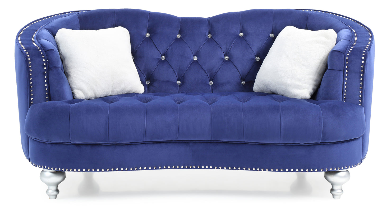 Nana Traditional Loveseat - Blue