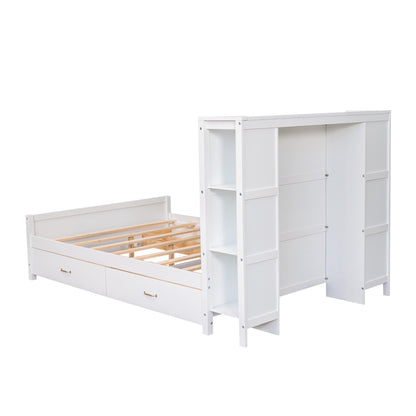 Zeal Full Size Platform Bed w Storage - White