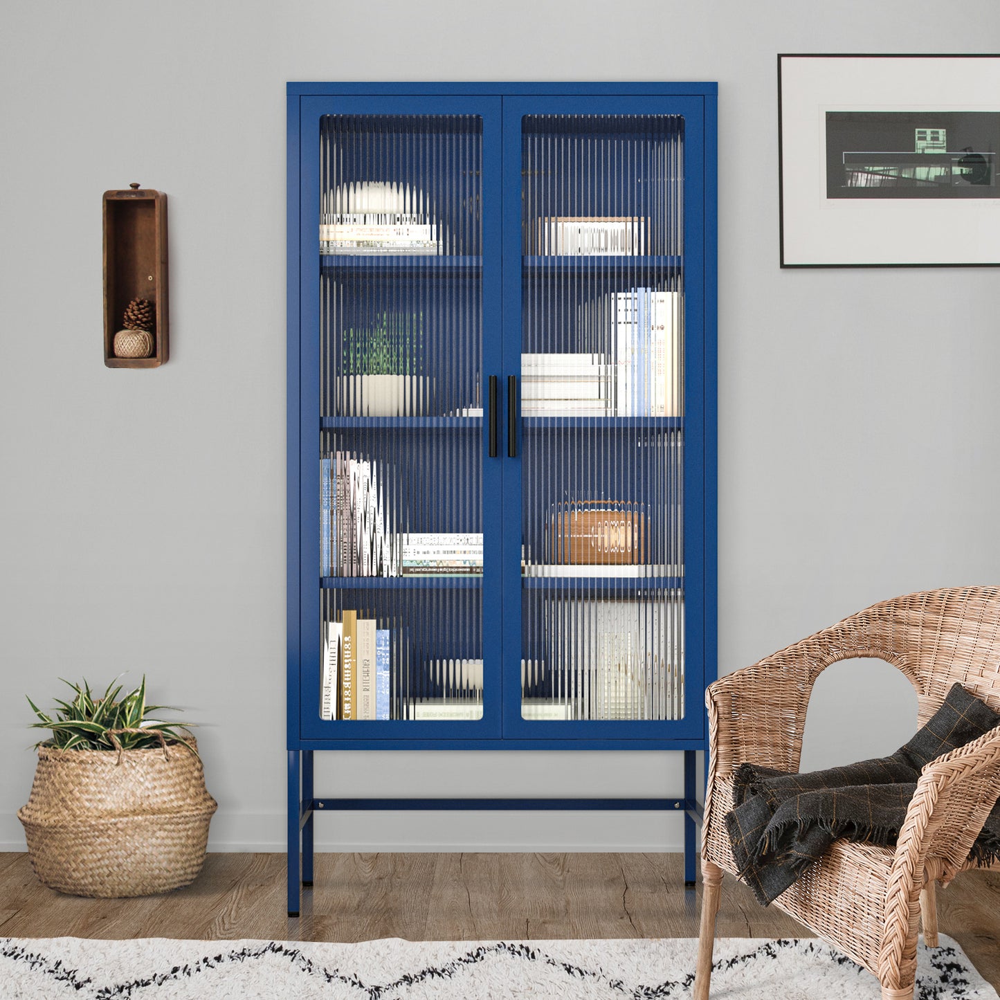 Pratt Double Door Tempered Glass Sideboard - Blue