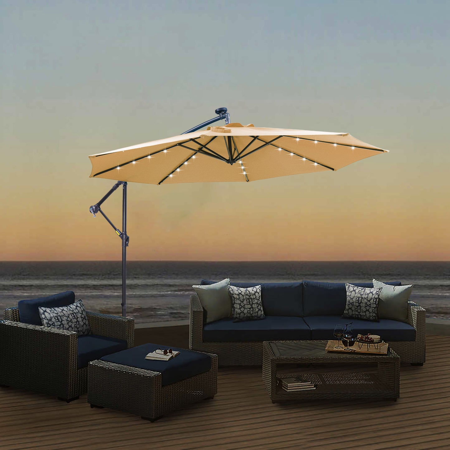 Codi Solar LED Patio Outdoor Umbrella - Taupe