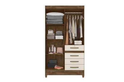 Wardrobe Sobral - Brown/Off White + Mirror