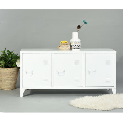 Industrial Metal Side Panel Storage Cabinet - White