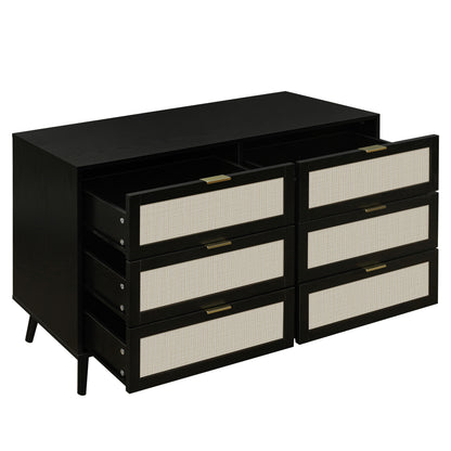 Noi 6 Drawer Dresser Wood Cabinet - Black