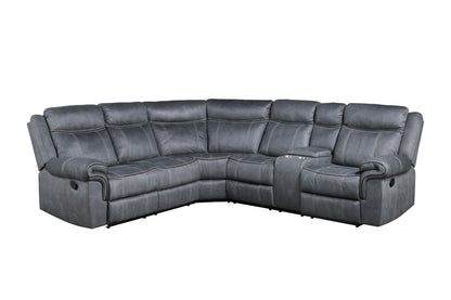 Dollum Velvet Sectional Sofa - Gray