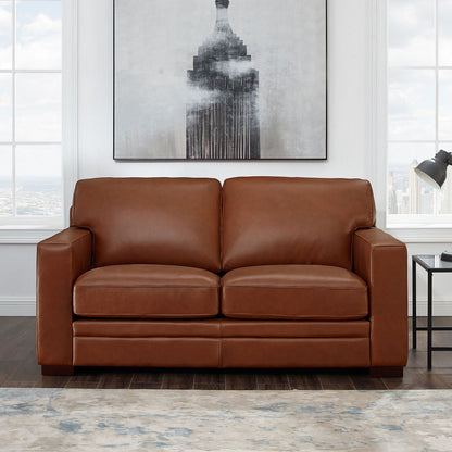 Dillon Leather Loveseat - Brown