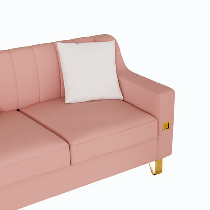 Fexa Velvet Loveseat Sofa - Pink