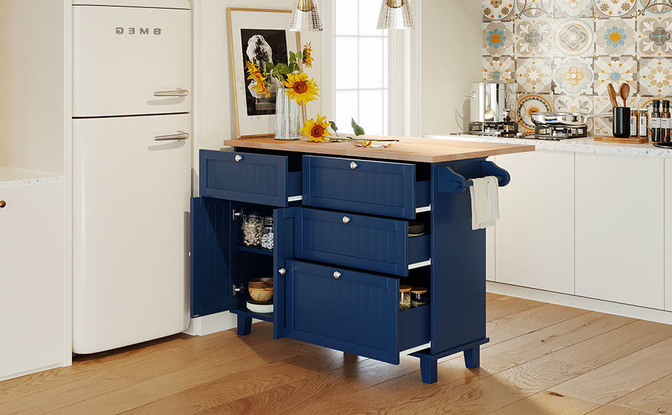 TOPMAX  Kitchen Island Set with 2 Seatings - Blue